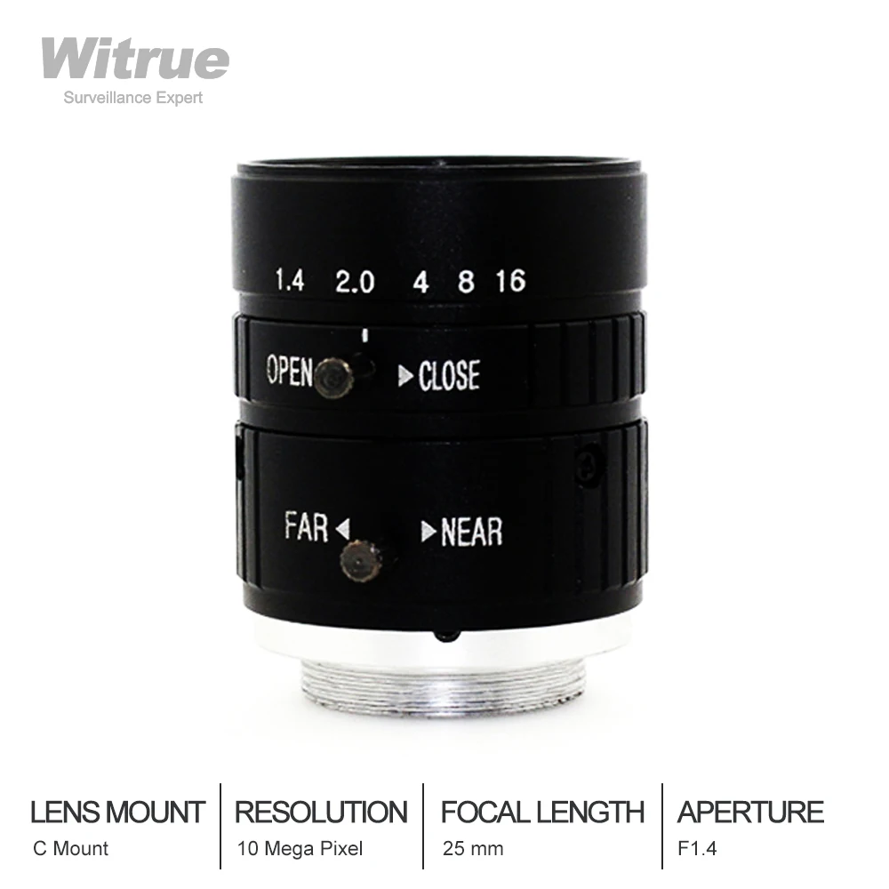Объектив видеонаблюдения HD 10MP 25 мм C крепление фиксированный ручной фокус