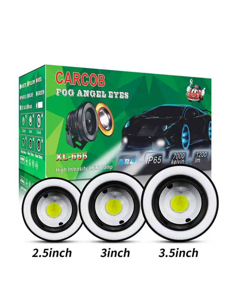 

2PCS 1200LM 30W COB Angel Eyes Fog Lights Led Car Headlight Lamp DRL Universal Daytime Running Light Auto Car Lamp 2.5/3/3.5inch