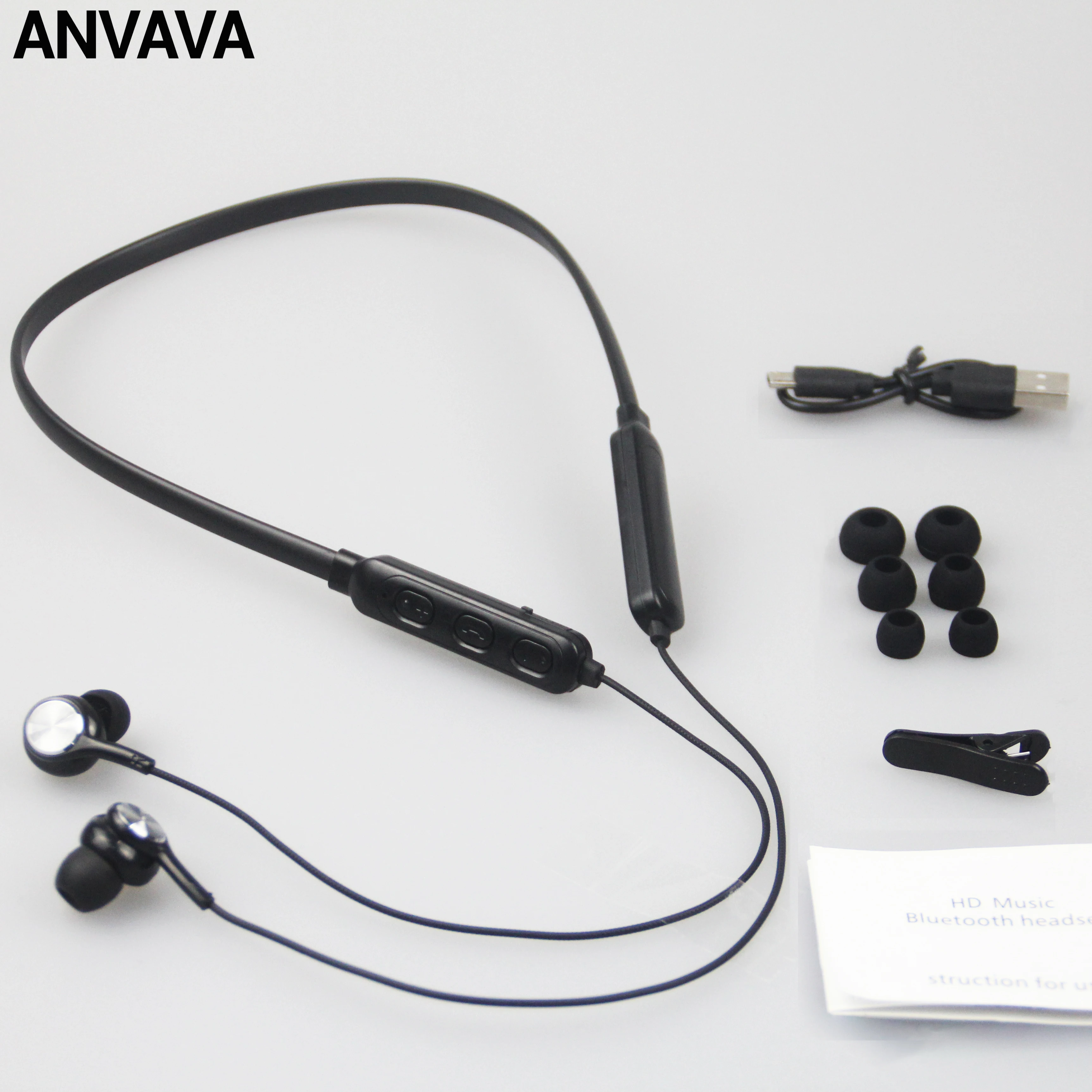 Bluetooth стереонаушники ANVAVA hi fi бас шея|Наушники и гарнитуры| |