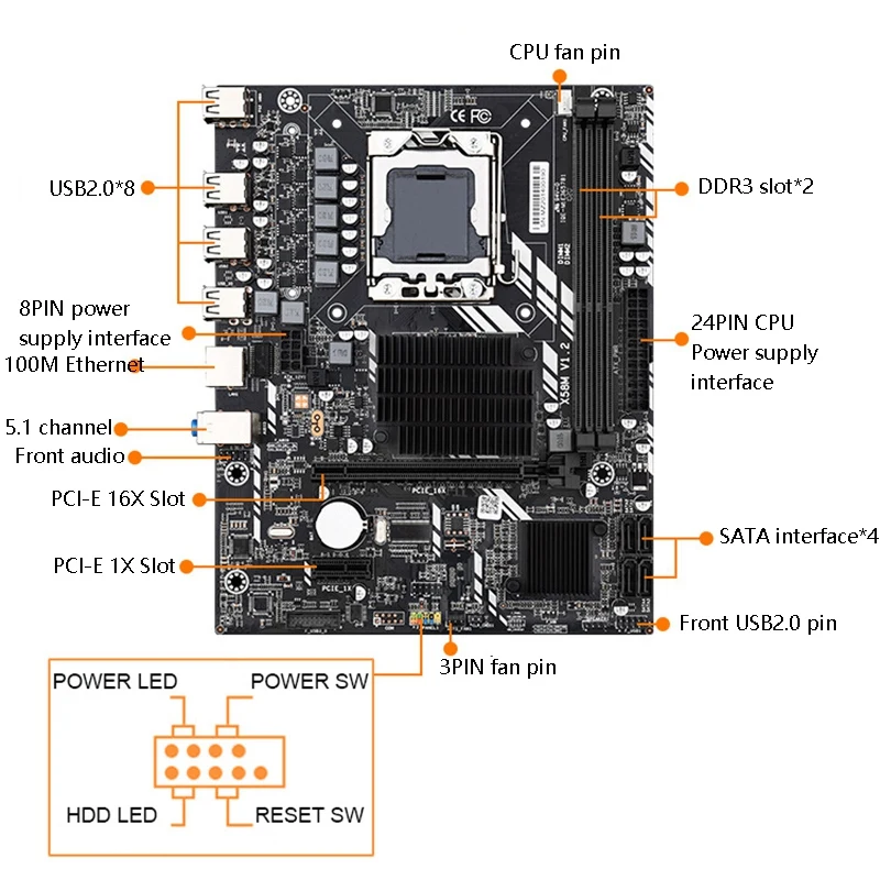 X58M 2 0 Компьютерная материнская плата 1366-контактный ЦП Xeon X5650 5670 поддерживает DDR3 ECC