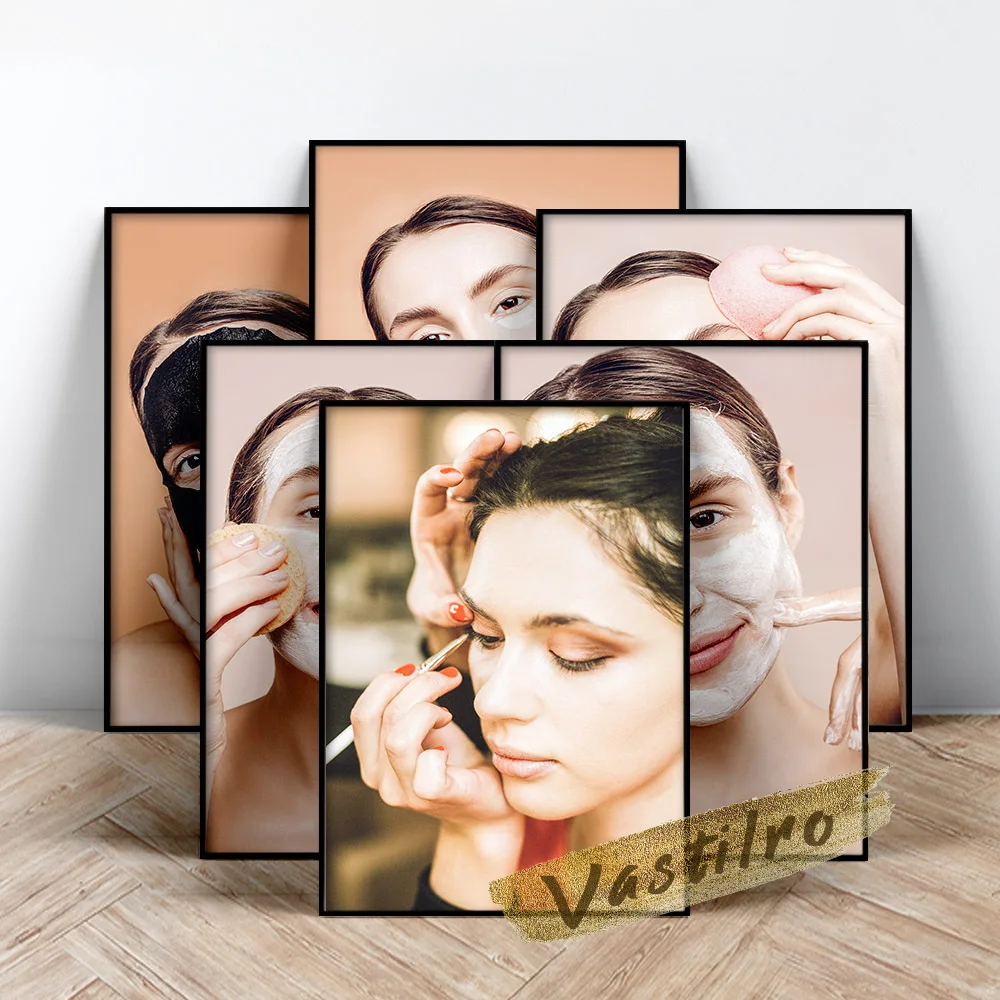 

Facial Care Makeup Modelling Art Prints Poster Model Advertising Publicity Canvas Painting Beauty Salon Home Decor Wall Picture