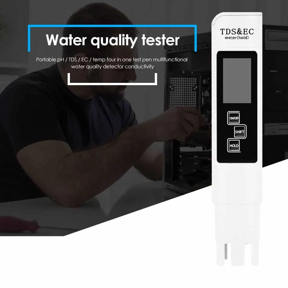 

Portable 3 in 1 TDS EC Meter Temperature Digital LCD Water Testing Pen with 4 Different Modes Water Level Tester Purity Filter