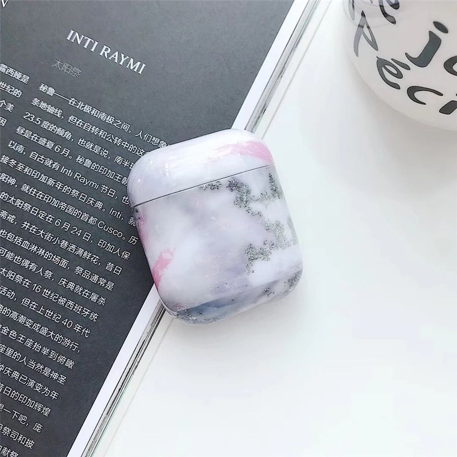 EJT-DLS9 Чехол для наушников с мраморным узором для Apple Airpods 1 жесткий чехол из поликарбоната защитный чехол для AirPods 2 защитный чехол - Цвет: EJT-DLS9