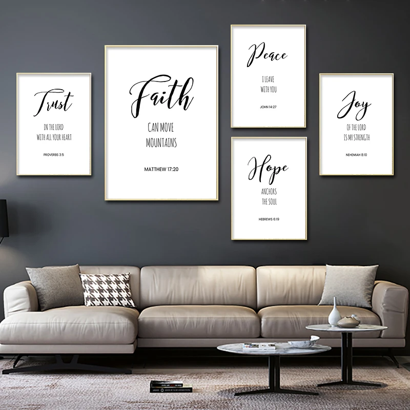 

Love Faith Hope Joy Bible Verse Poster Wall Art Painting Nordic Posters and Prints Wall Pictures forLiving room Decorhome decor