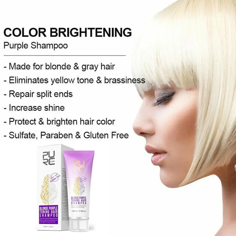 

100ml Purple Shampoo Hair Yellowing Bleaching And Fading Agent Y7R1