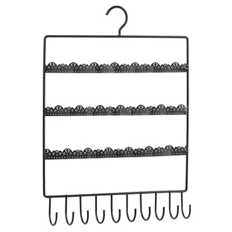 

Hanging Jewellery Organiser Storage Rack for Rings Earrings Necklace Bracelets, Metal Hanger Wall Display