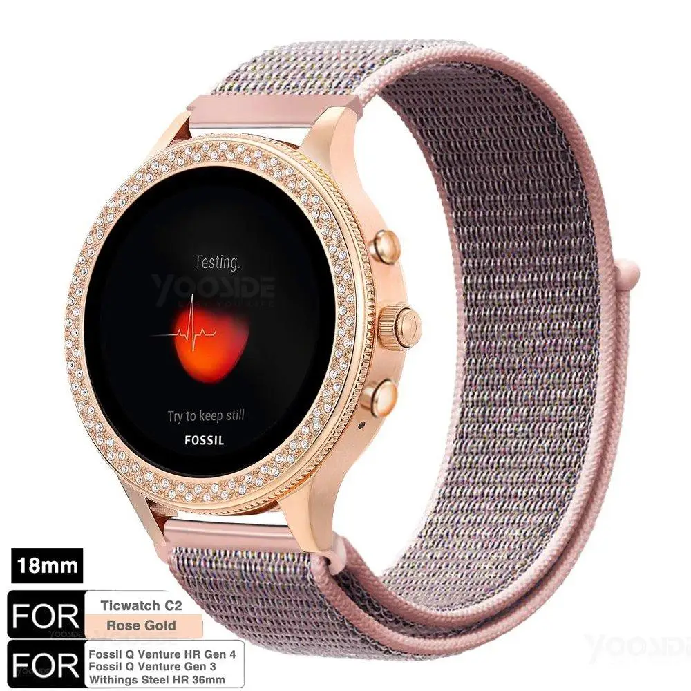 Женские Смарт часы Fossil Q Venture Gen3 Gen 4 18 мм быстросъемный нейлоновый ремешок для
