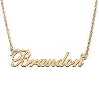 love heart brandon name necklace for women stainless steel gold silver nameplate pendant femme mother child girls gift