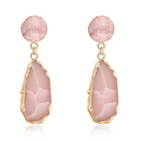 bijoux pink chic druzy stone resin earrings long drop earrings for women jewelry statement gifts for women accessories brinco