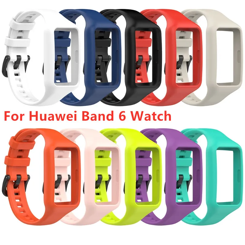 Силиконовый ремешок совместимый с Huawei Band 6 водонепроницаемые прочные Смарт-часы