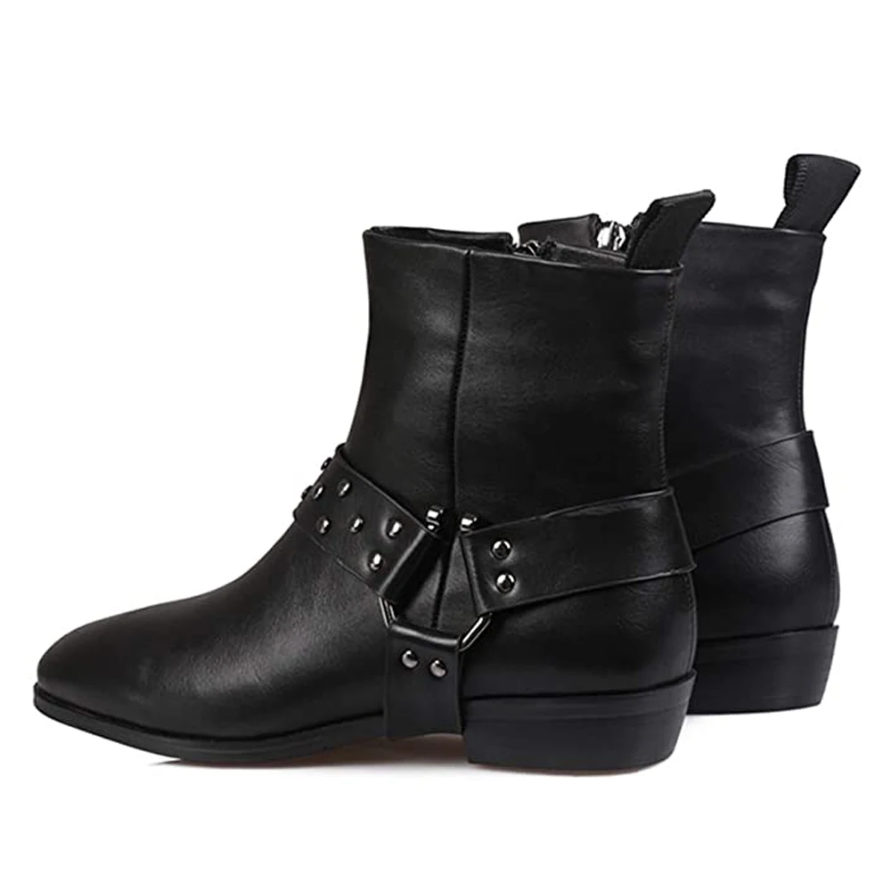 ISNOM женские ботильоны Туфли без каблуков круглый носок на ремешке с заклепками