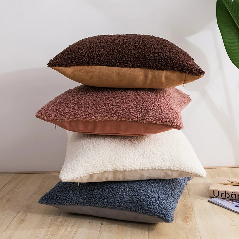 7 colors Light luxury 3D soft plush sofa decorative cushion cover brown pink white blue pillow home office car pillowcase | Дом и сад