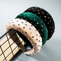 women rhinestone head hoop multi colors padded headbands wide elastic hair hoops sponge hairband fashion hair accessories