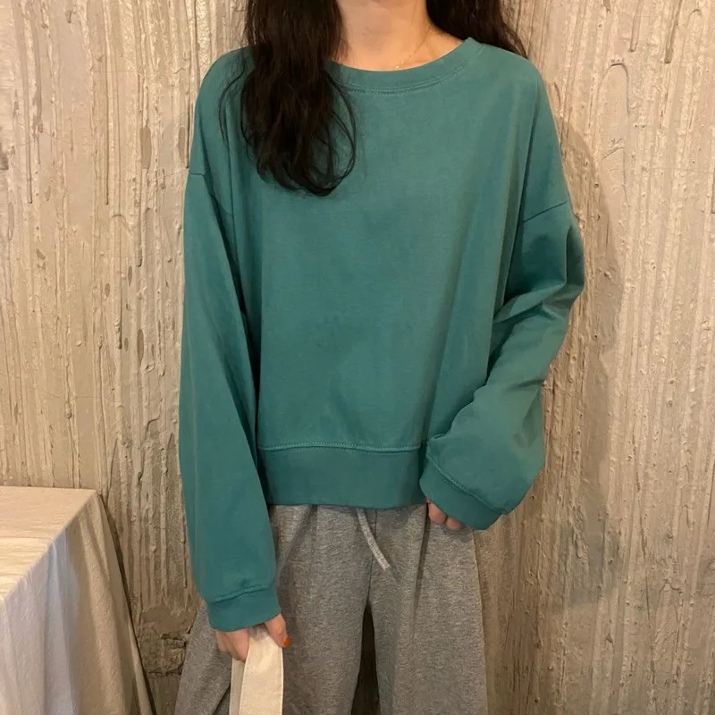 

XZ383 2021 new spring, autumn and winter short long-sleeved shirt student capless long-sleeved Sweatshirts