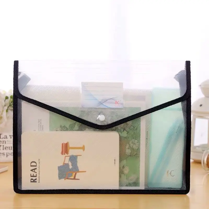 

2020 Transparent Big Capacity A4 File Folder Business Briefcase Document Paper Storage Bag Desktop Organizer Stationery