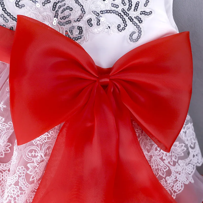 Детское платье принцессы с блестками для девочек бантом выступления на сцене