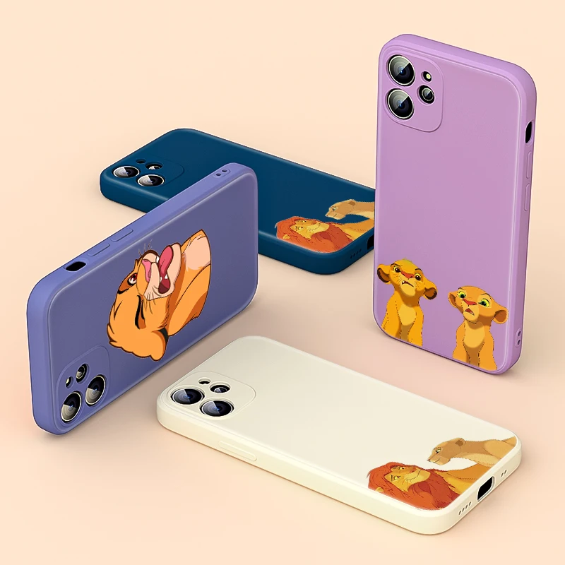 

Liquid Silicone Soft Cover Disney lion king Animation For Apple iPhone 13 12 mini 11 8 7 6 XS XR SE 2020 Pro Max Plus Phone Case