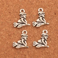 55pcs witch on broom spacer charm beads tibetan silver pendants alloy jewelry diy l118 16 3x14 4mm