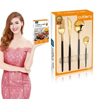 high quality stainless steel knife spoon fork tableware set gold plated cutlery 24pcs stainless steel flatware sets