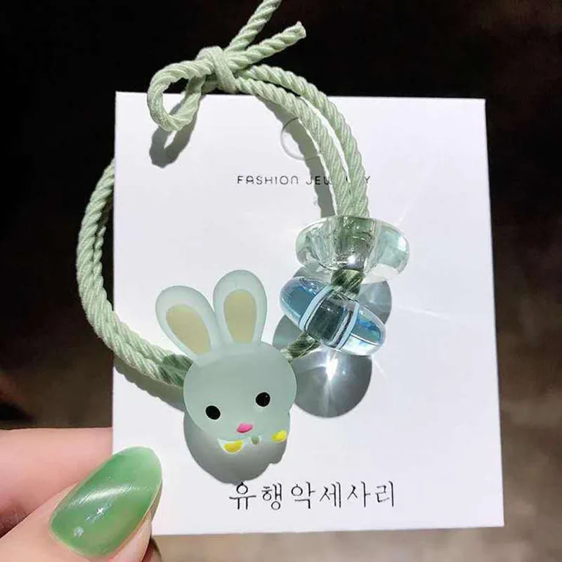 

High Quality Hot Selling Fashion New Arrival Hair Band Rose Crystal Rabbit Fish Hair Rings High Elastic Hair Rope Hair Girls