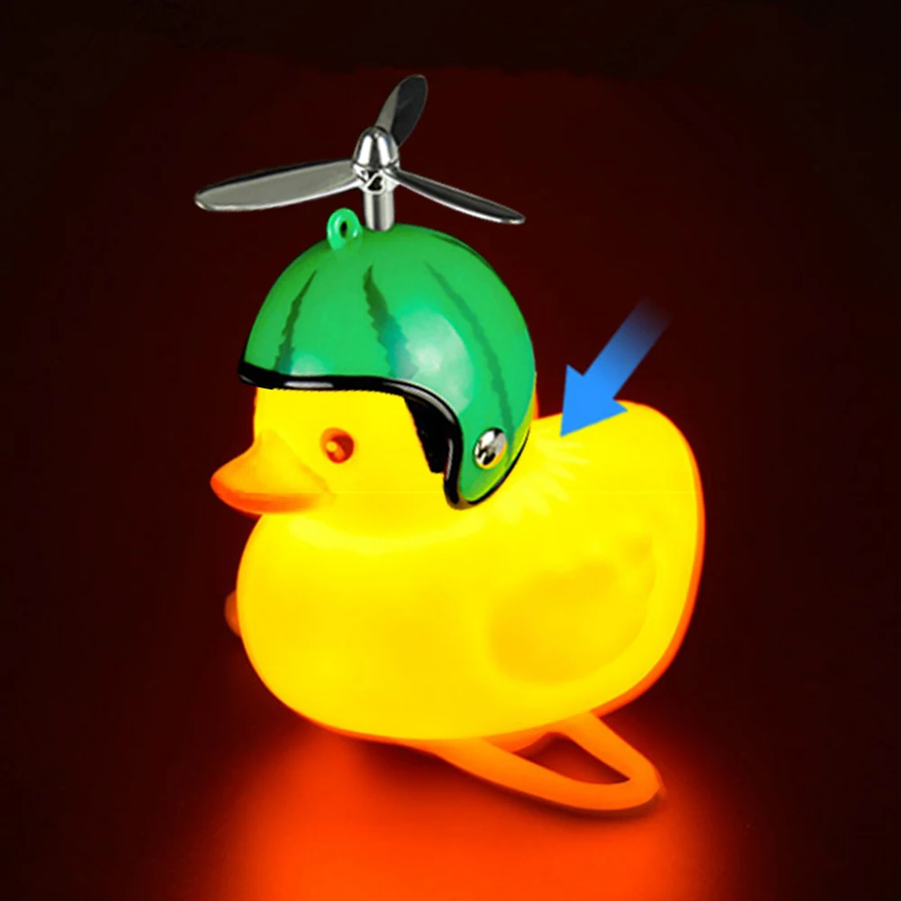

Bicycle Light Cartoon Little Yellow Duck Helmet Head Light Shining Duck Handlebar Bell Light Horn Lamp For Children Adults