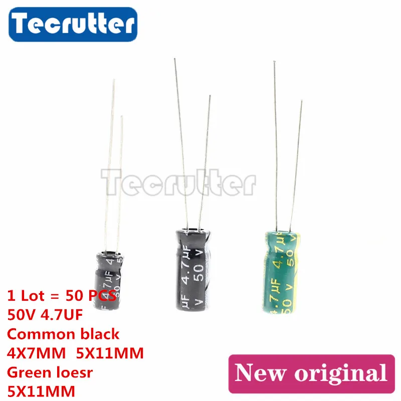 50PCS 50V 4.7UF DIP electrolytic capacitor 4.7uF 20% volume 4 x 7 5 11MM high frequency | Replacement Parts