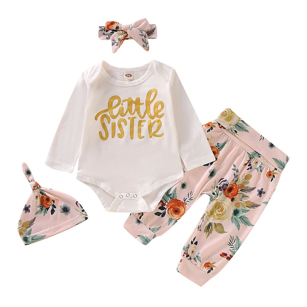 Комплект из 4 предметов комбинезон для малышей милый с длинными рукавами и