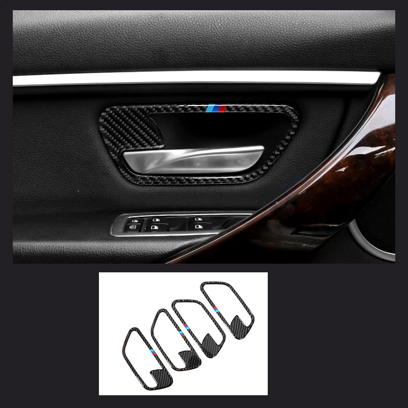 For BMW 3 4 Series 3GT F30 F31 F32 F34 Carbon Fiber Car Interior Door Handle Cover Trim Bowl Stickers Styling accessorY | Автомобили и