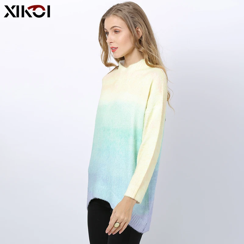 Женский свободный Свитер оверсайз Повседневные пуловеры с рукавом летучая мышь