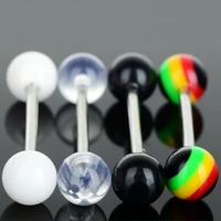 10pcs fashion barbells ball tragus ear cartilage labret lip piercing stainless steel tongue rings body jewelry white black color