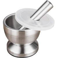 mortar and pestle sets 188 brushed stainless steel spice grinder pesto powder grinder with lid molcajete herb bowl