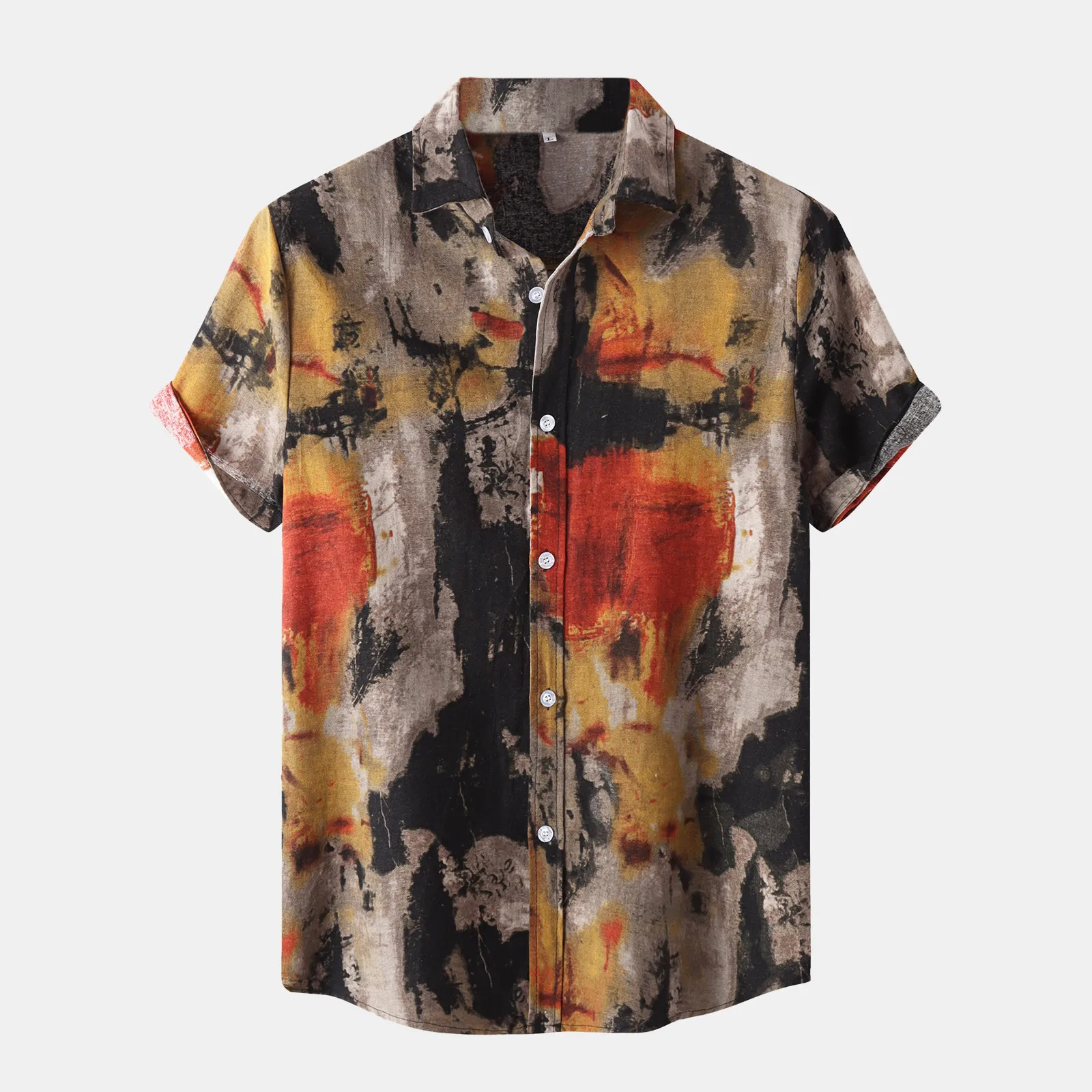 

Mens Printed Shirt Hawaiian Loose Short Sleeve Casual Buttons Shirts 2021 Summer Retro Lapel Shirt Men Dress Clothes Camisas