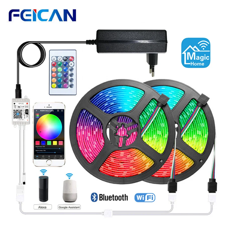 Cветодиодная лента SMD 5050 2835 Wifi Bluetooth RGB с контроллером 12V 5M 10M 15M неоновая Управление