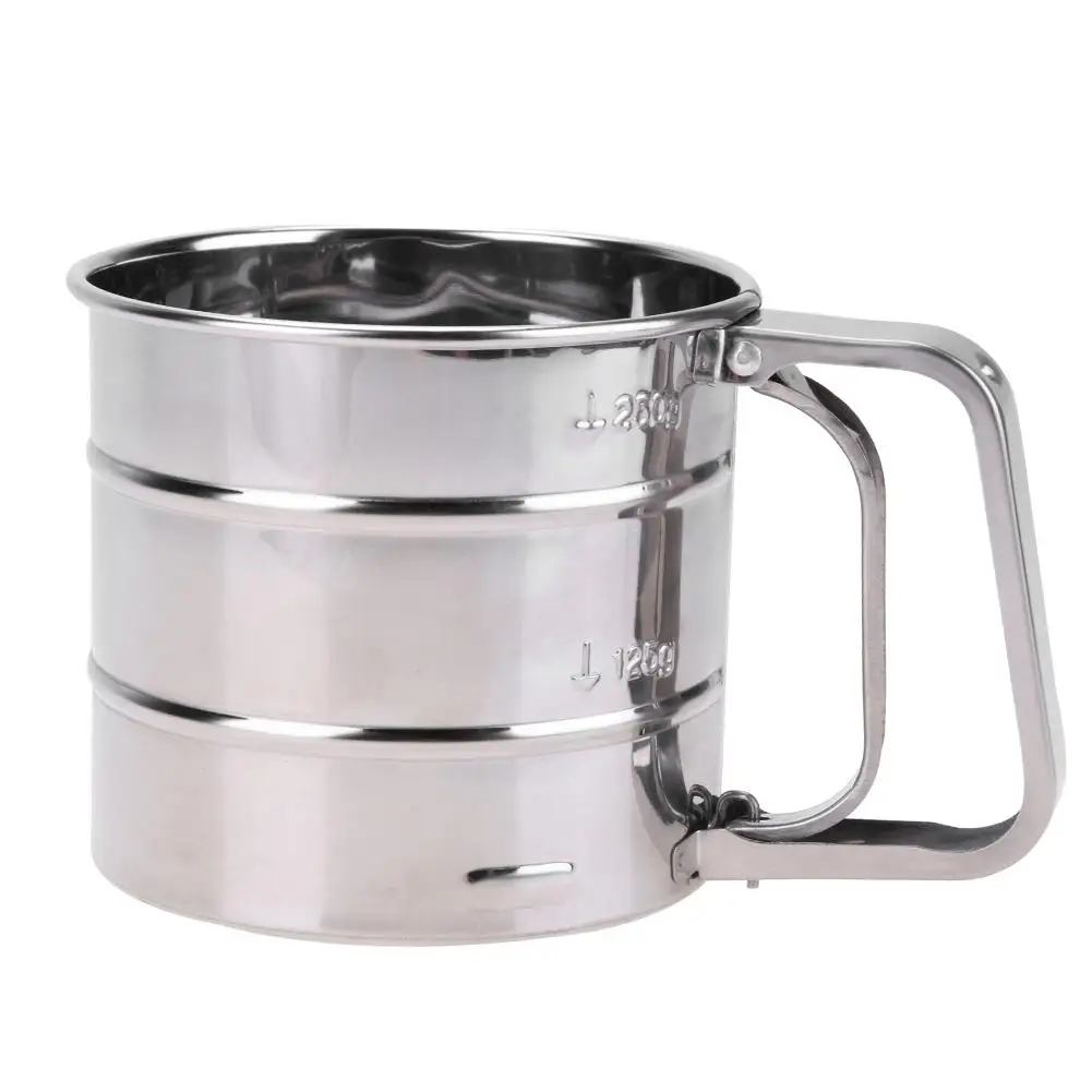 Stainless Steel Mesh Flour Sifter Mechanical Baking Icing Sugar Shaker Sieve Cup Shape Bakeware Pastry Tools | Дом и сад