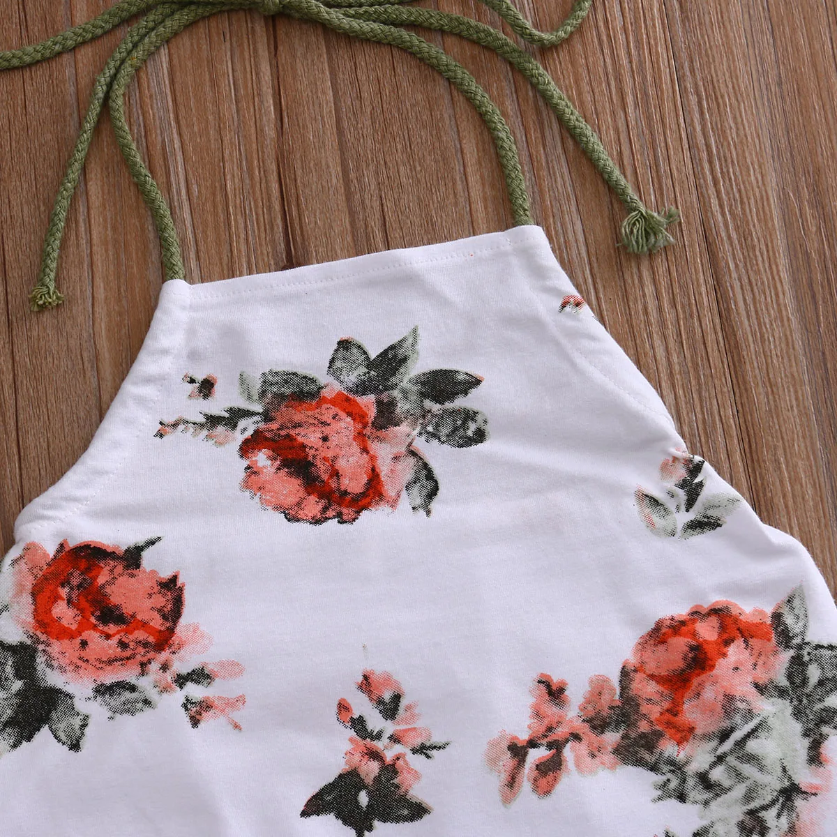 

2020 New Summer Toddler Infant Baby Romper Flower Print Halter Sleeveless Lace Up Girl Jumpsuit Sunsuit Clothing Baby Onesie
