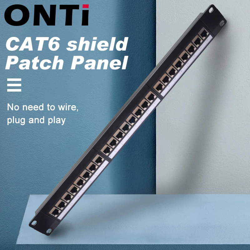 ONTi 19in 1U стойка 24 порта CAT6 экранированная патч панель RJ45 сетевой кабель адаптер
