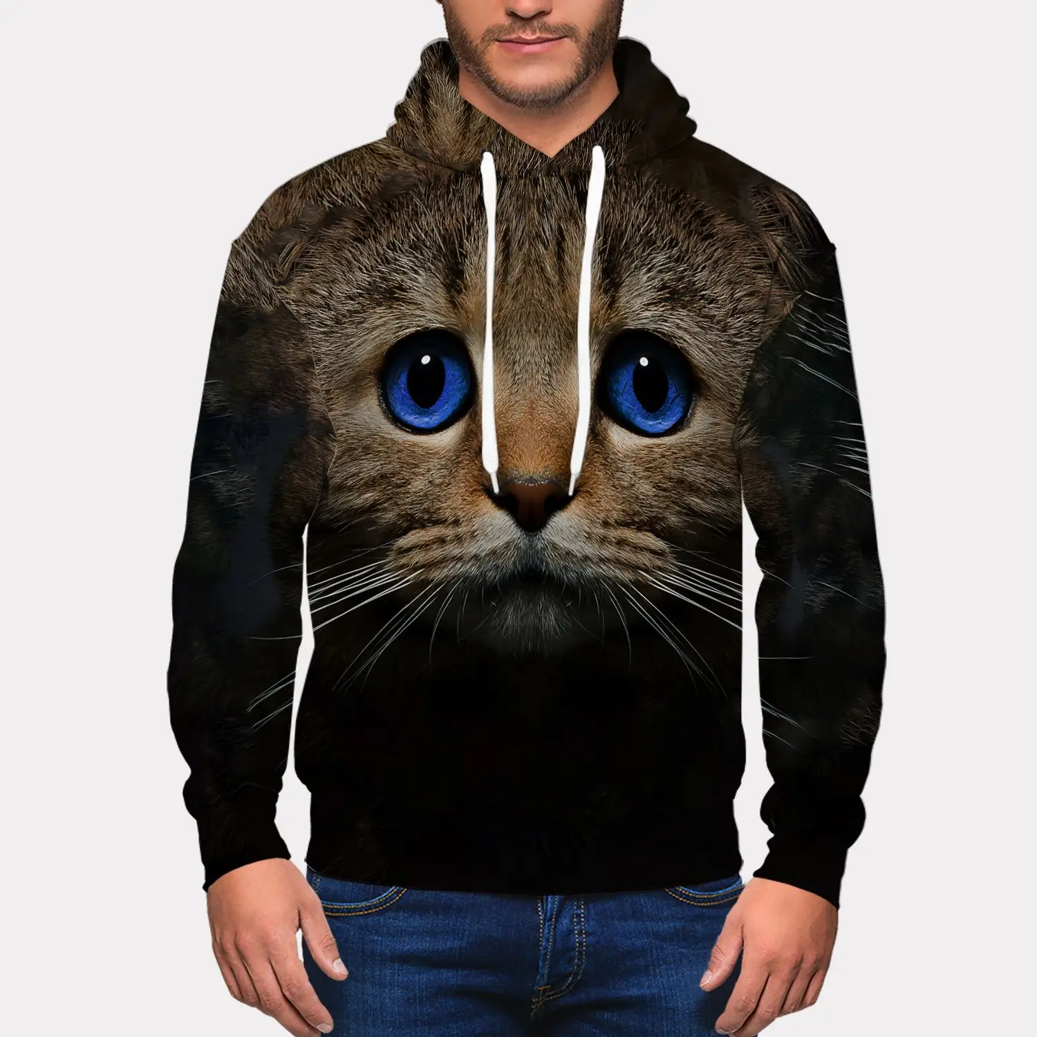 Новинка 2020 3d принтер кошка свободный рукав толстовки милые женские/мужские