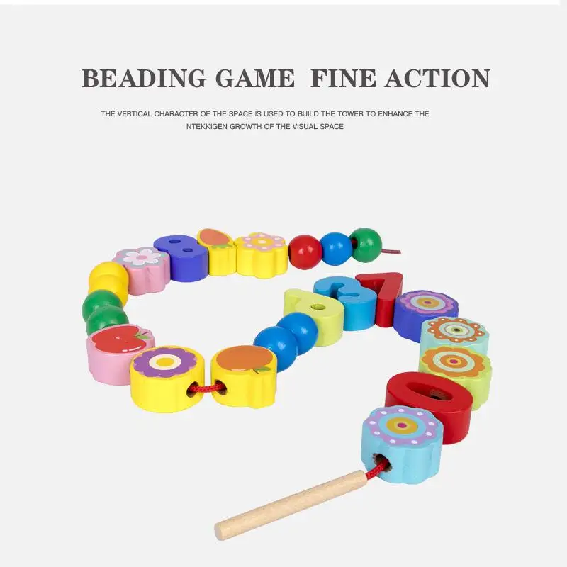 

Snail Butterfly String Beads Threading Wooden Toys Montessori Educational Puzzle Manual Jewelry Series Building Blocks Game
