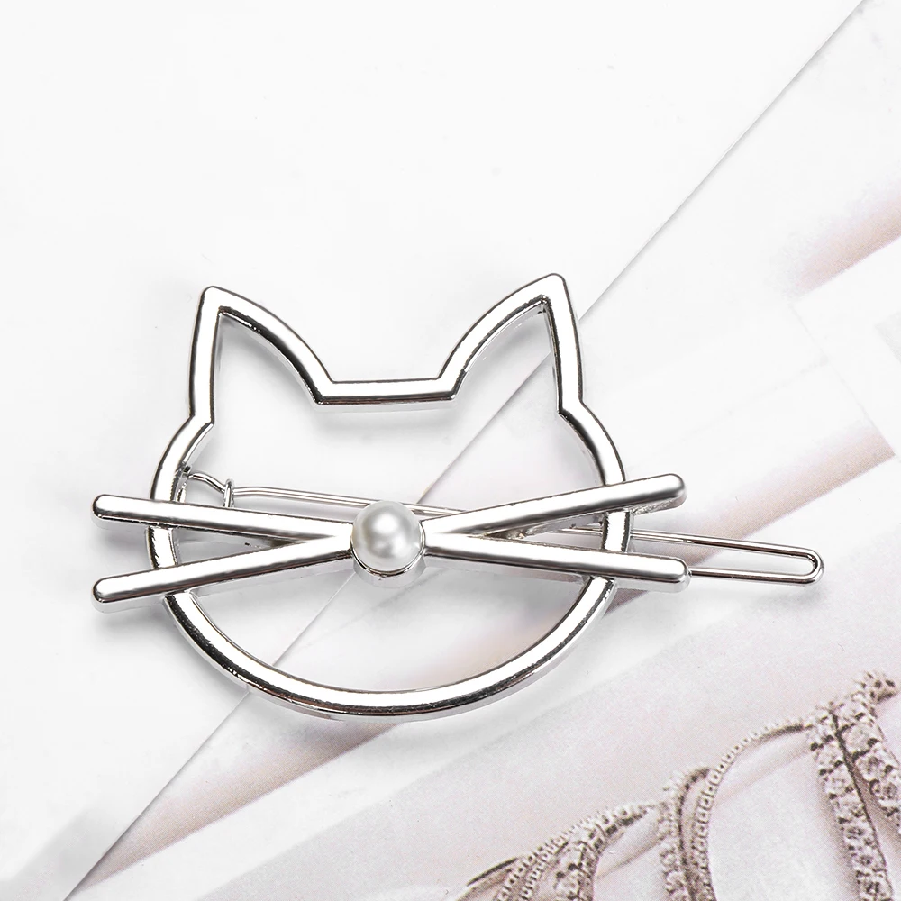 Cat-Silver 1 шт. женские буквы Стразы хрустальные шпильки для волос металлические заколки для волос аксессуары для волос серебро/золото да/секс/поцелуй - Цвет: Cat-Silver