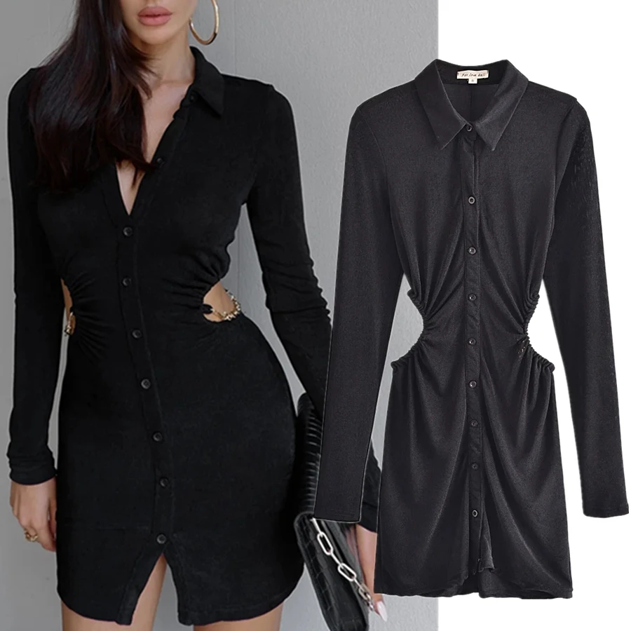 

Withered England Style Fashion Blogger Sexy Party Dress Women Ins Vintage Hollow Out In Waist Sheath Mini Dresses Women Vestidos