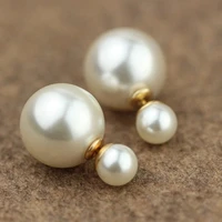 2021 new womens earrings delicate two sided pearl ear stud earrings for women bijoux korean boucle girl gifts jewelry wholesale