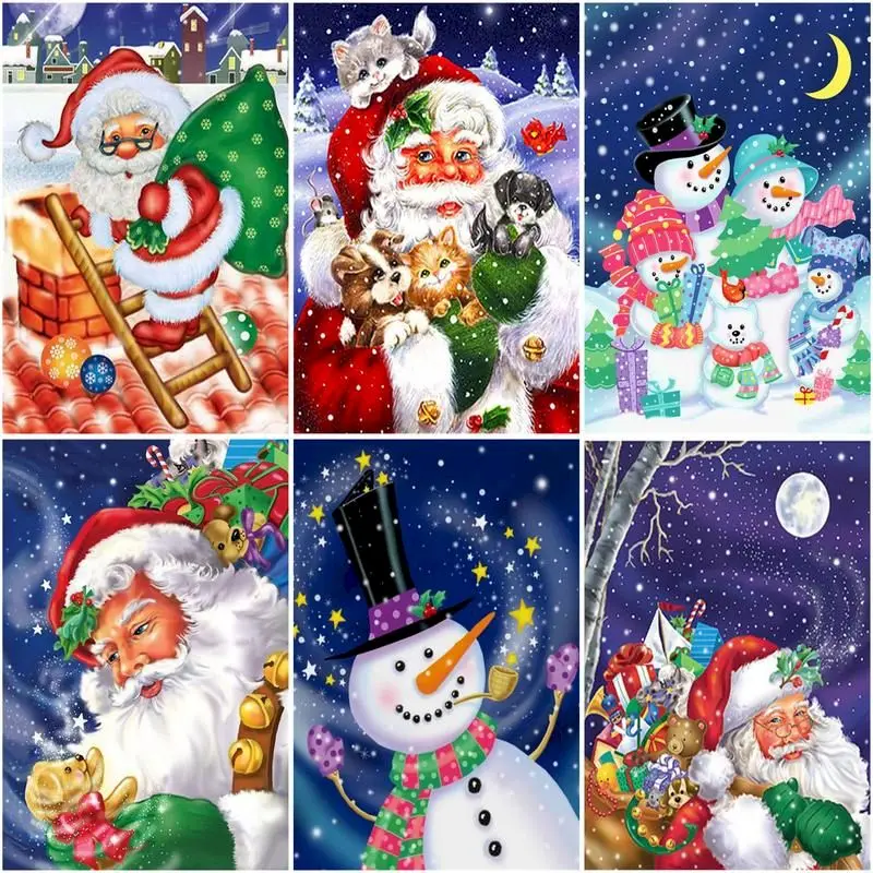 

GATYZTORY Painting By Numbers Santa Claus For Adults Children 60x75cm Framed Snowman Oil Paint By Number Handmade Wall Art