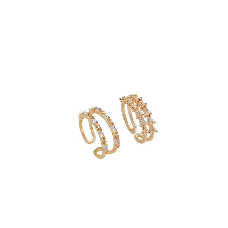 

J084 South Korea's New Fashion Copper Zircon Double Opening Adjustable Ladies Index Finger Ring Party Woman Ring Jewelry