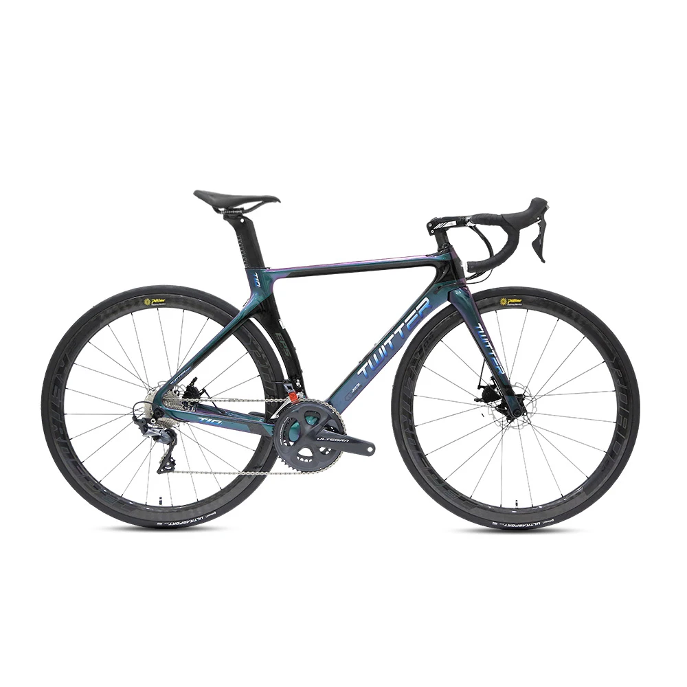 

TWITTERT10full color carbon fiber bicycle RIVAL-22Speed small set chain plate aluminum wheel double disc brake700C off-road bike