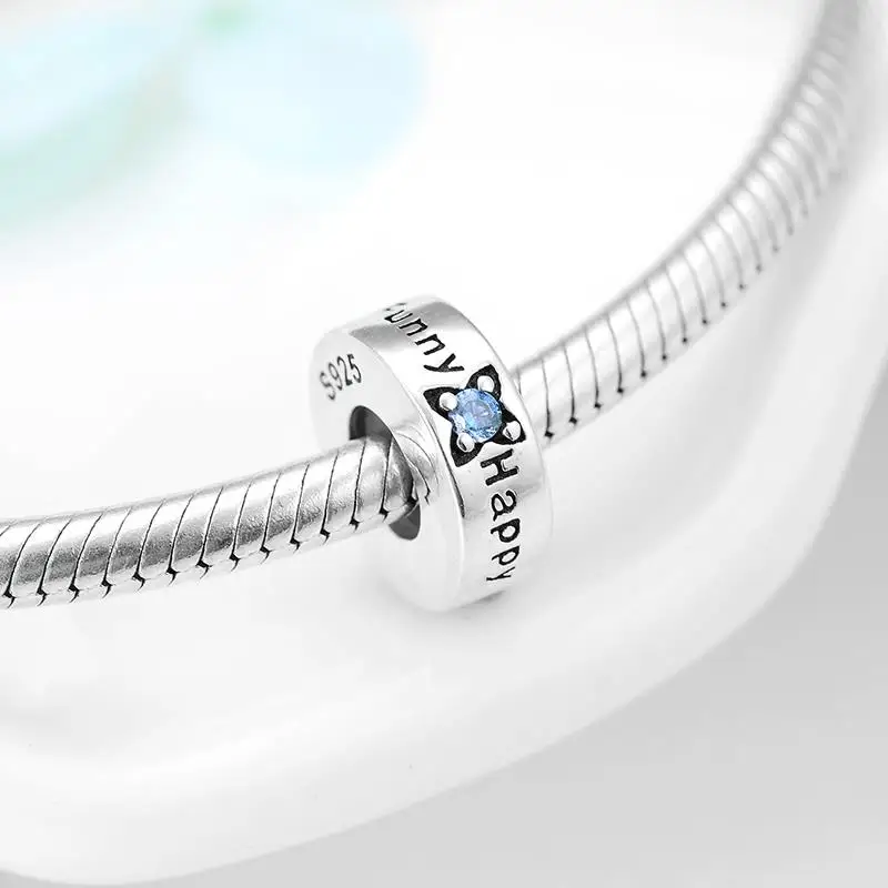 Новый 925 пробы серебро Голубая Эмаль спокойной ночи круглых разделительных