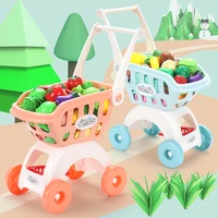 1226pcsset childrens shopping cart toy supermarket shopping groceries cart trolley toys for girls play house cut fruit toy