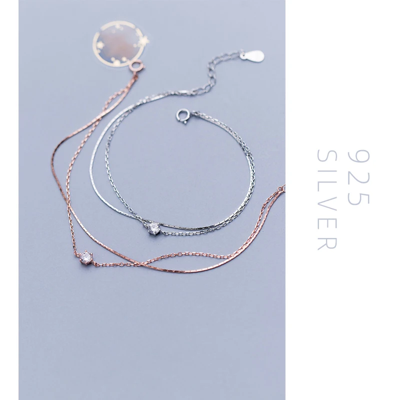 COLUSIWEI мода двойной Слои браслет для женщин из натуральной 925 стерлингового