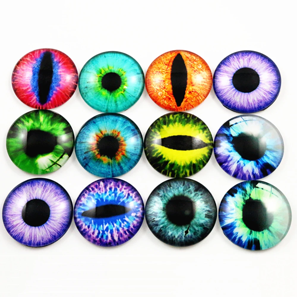 

10pcs 20mm And 25mm New Fashion Eyes Mixed Handmade Photo Glass Cabochons Pattern Domed Jewelry Accessories Supplies
