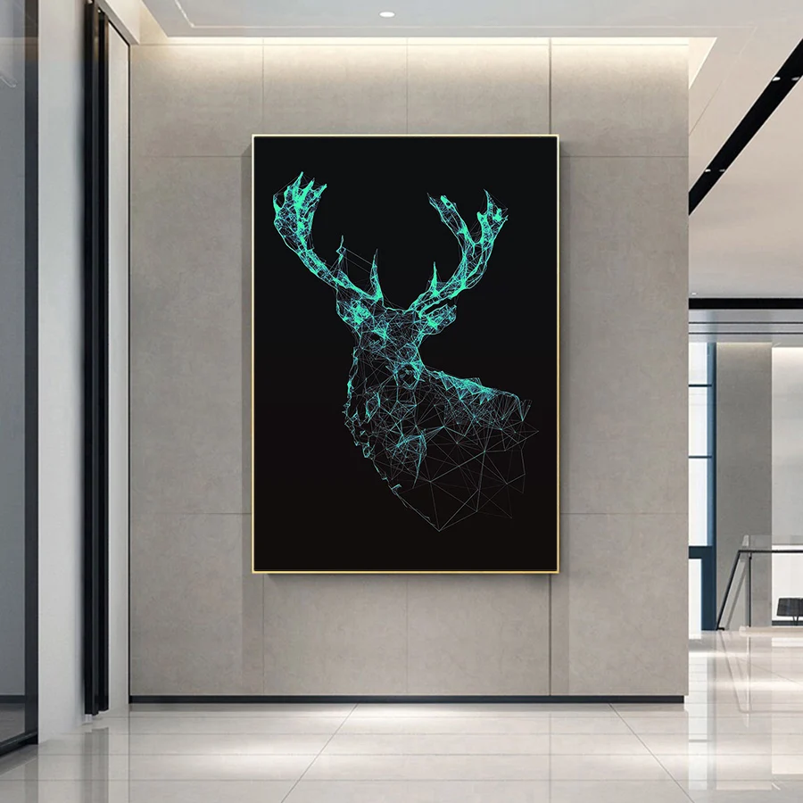 Nordic Deer Wall Painting Abstract African Animal Art Canvas Pictures Poster Prints for Living Room Dining Home Decor | Дом и сад