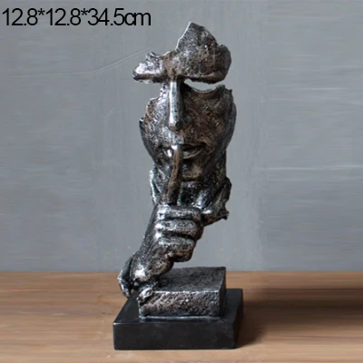 silver l Абстрактное искусство, Декор, мебель, тишина, золото, орнаменты, европейская скульптура, винтажная смола, украшение, фигурки - Цвет: silver l